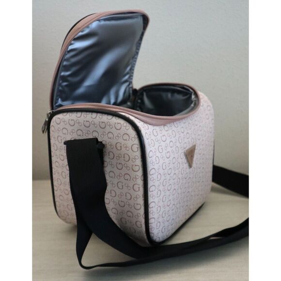 Guess V7200069 Light Rose Allover Logo Print Junction Travel Insulated Lunch Bag - Picture 8 of 10